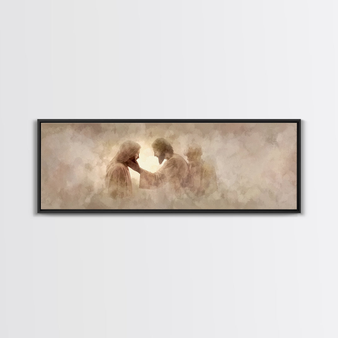 Tender Restoration | Framed Canvas Print | Christian Art Canvas | Large Jesus Painting | Panoramic Painting | Christian Wall Art | Christia