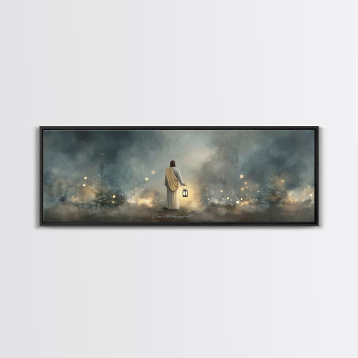 Lantern Of Hope | Framed Canvas Print | Jesus Canvas Art | Panoramic Art | Christian Wall Art | Christian Art Canvas | Christian Decoration