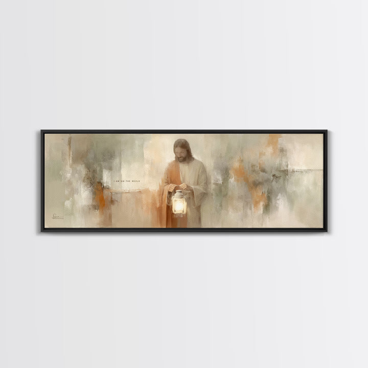 Light Of Mercy, Framed Canvas Print, Christian Art Canvas, Jesus Painting, Panoramic Print, Christian Wall Art, Christmas Art