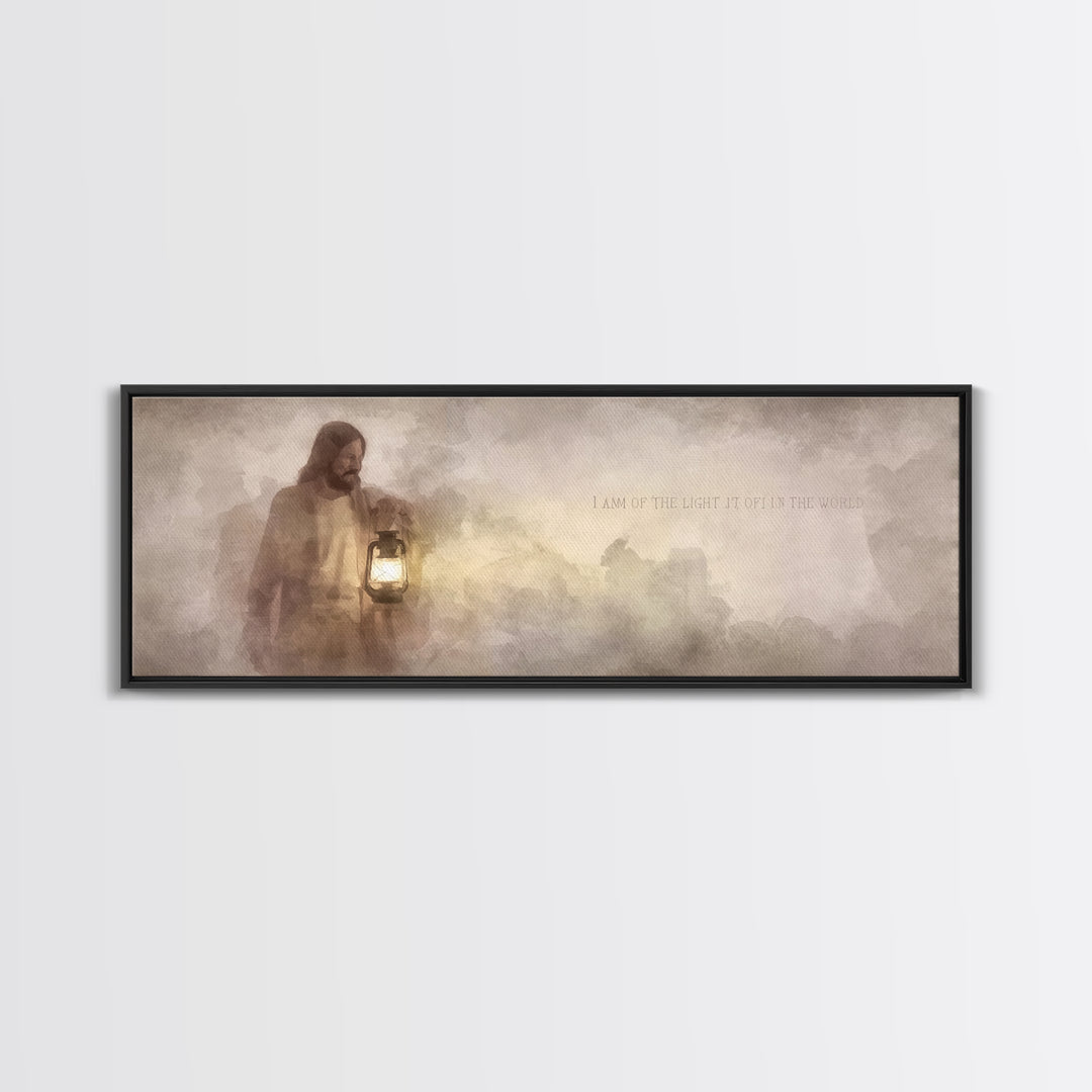 Guiding In Stillness – Framed Canvas Print – Christian Wall Art – Jesus Art Canvas – Panoramic Painting – Christian Decor – Christian Gift