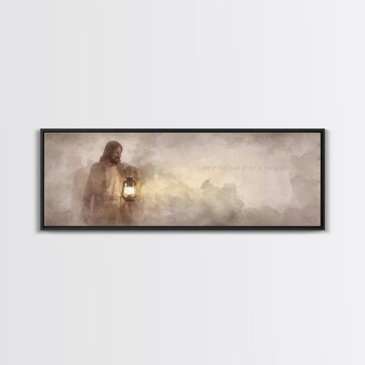 Guiding In Stillness – Framed Canvas Print – Christian Wall Art – Jesus Art Canvas – Panoramic Painting – Christian Decor – Christian Gift