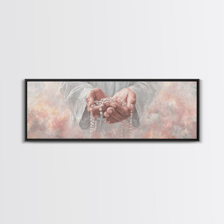 Mercy In Offering | Framed Canvas Print | Christian Wall Art | Christian Art Canvas | Panoramic Wall Art | Jesus Painting | Christmas Art