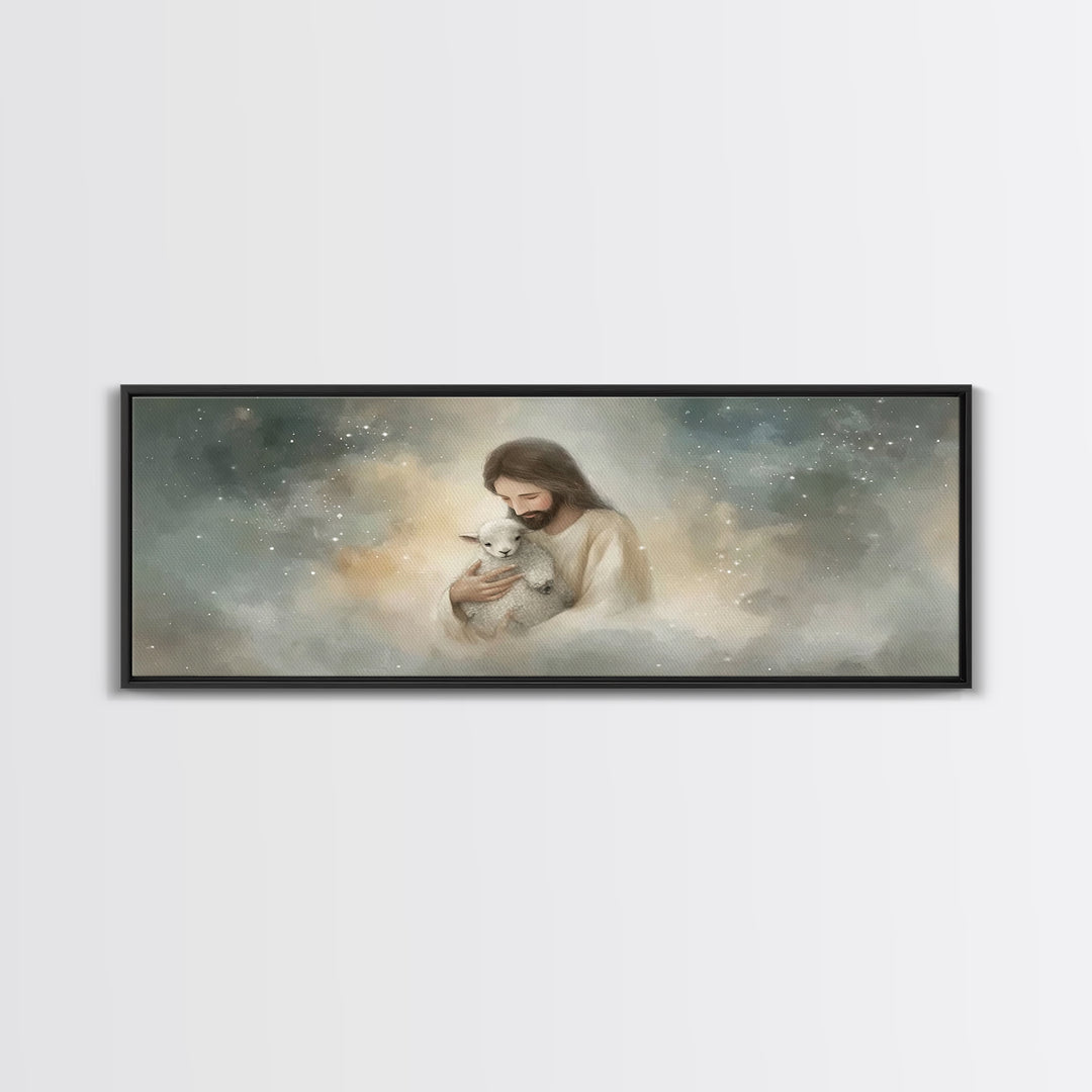 Stars Of His Mercy – Framed Canvas Print – Panoramic Wall Art – Jesus Canvas Art – Christian Art Painting – Christian Gift Ideas – Modern C