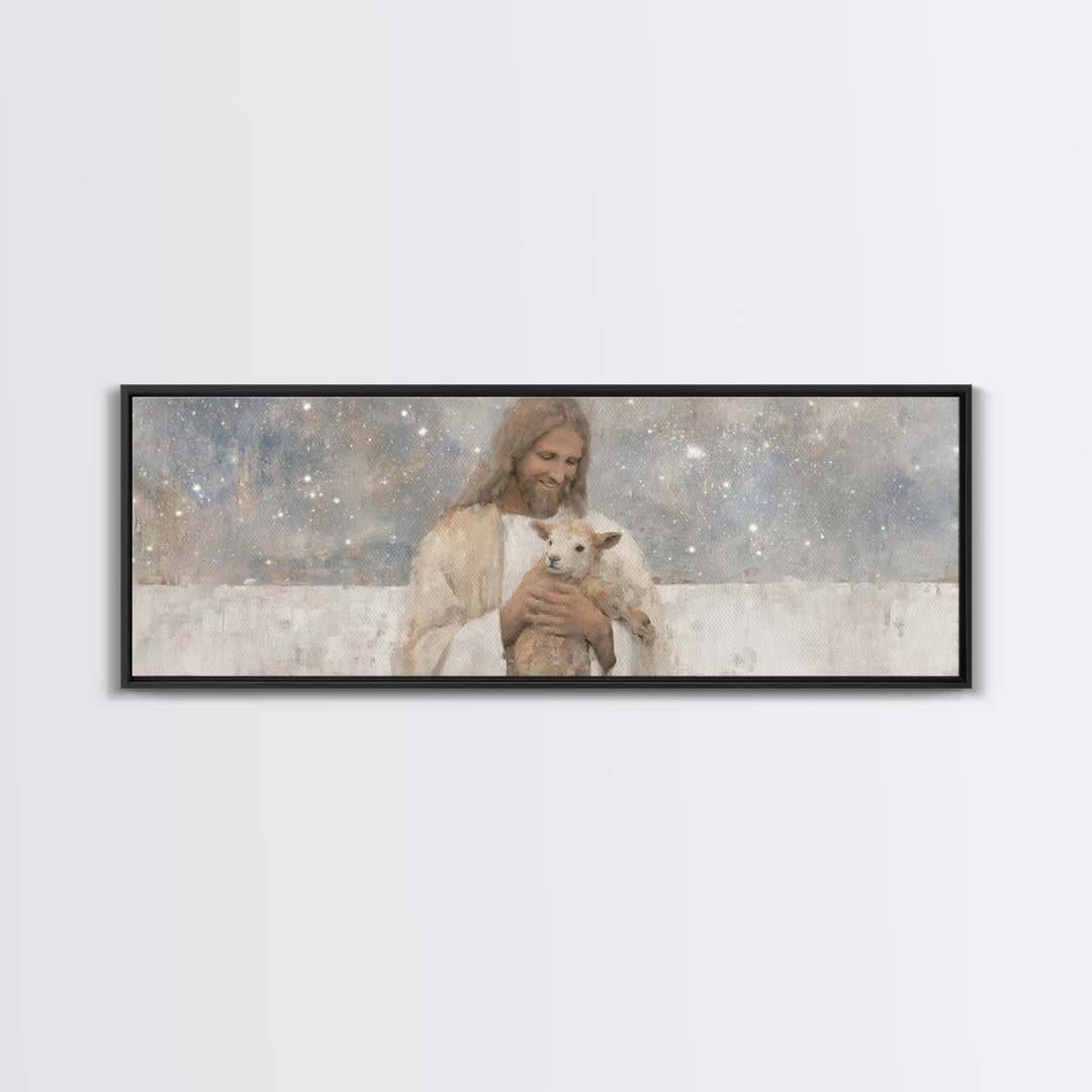 Cosmic Shepherd Light – Framed Canvas Print – Panoramic Art – Christian Art Canvas – Jesus Painting – Christian Wall Art – Subtle Christian