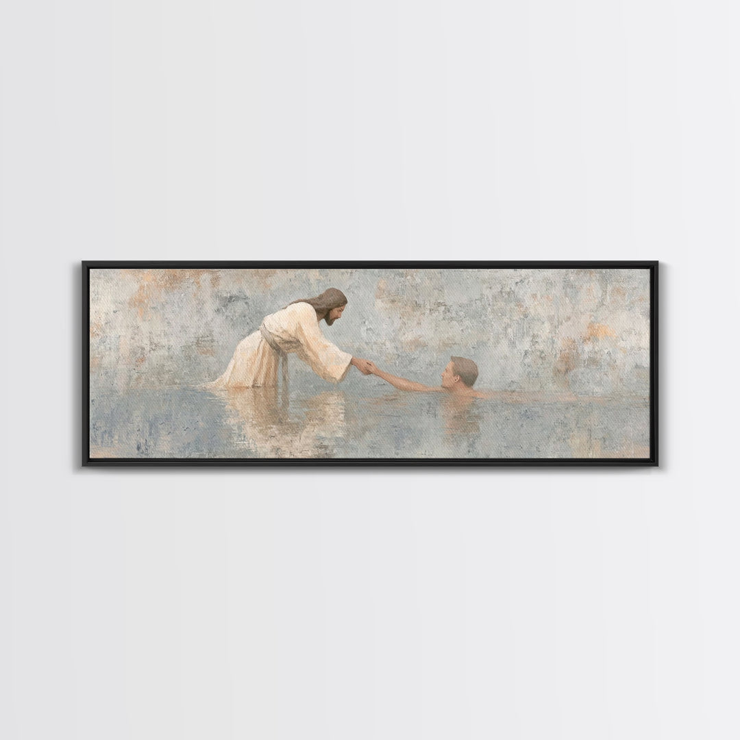 Guiding Hand – Framed Canvas Print – Jesus Painting – Christian Wall Art – Panoramic Painting – Christian Art Canvas – Christian Gift