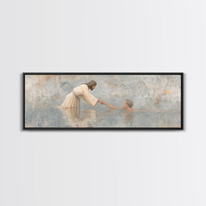 Guiding Hand – Framed Canvas Print – Jesus Painting – Christian Wall Art – Panoramic Painting – Christian Art Canvas – Christian Gift