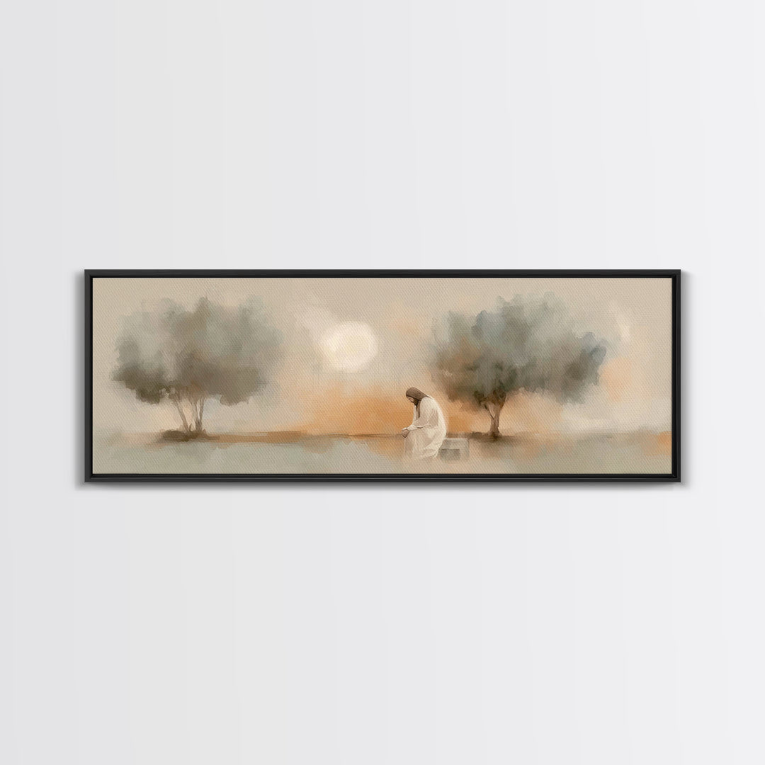 Garden of Mercy – Framed Canvas Print – Panoramic Wall Art – Christian Art Canvas – Jesus Painting – Christian Wall Art – Christian Decor