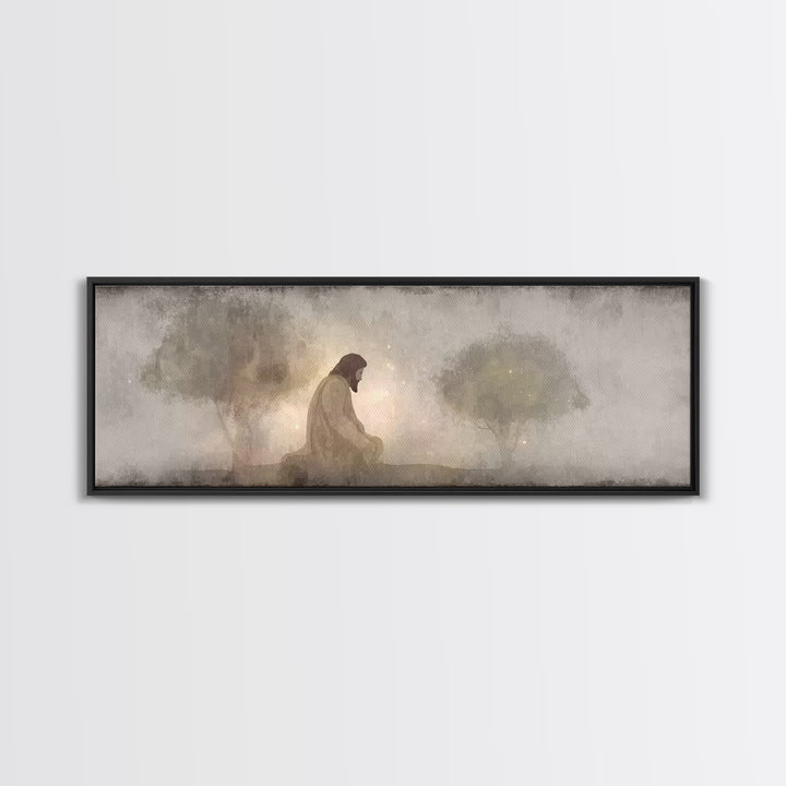 Sacred Vigil | Framed Canvas Print | Christian Art Canvas | Panoramic Art | Christian Wall Art | Jesus Painting | Christian Gift Ideas