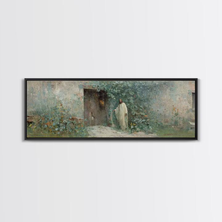Doorway Of Grace – Framed Canvas Print – Christian Art – Jesus Painting – Panoramic Art – Christian Decor – Christian Gift – Large Christia