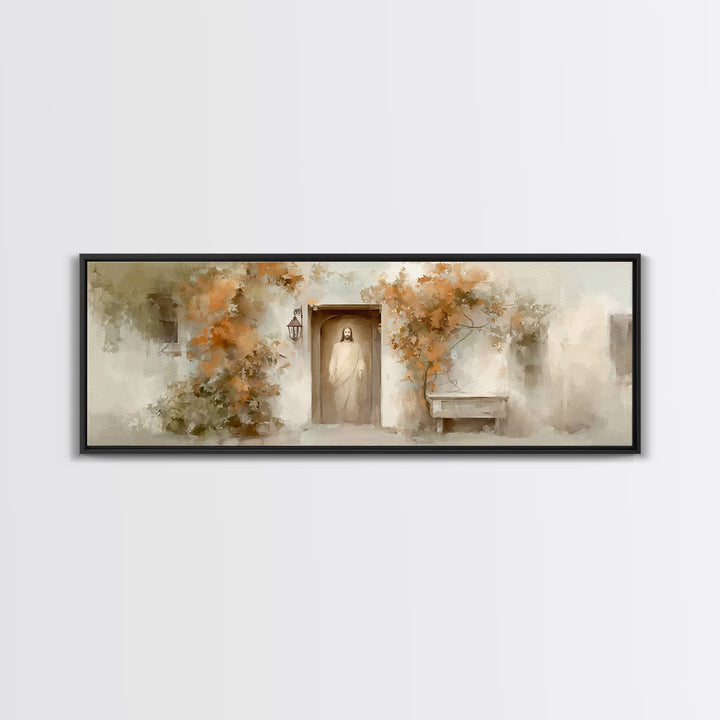 Quiet Shepherd Path, Framed Canvas Print, Christian Art, Jesus Painting, Panoramic Art, Christian Decor, Christian Gift, Large Christian Ar