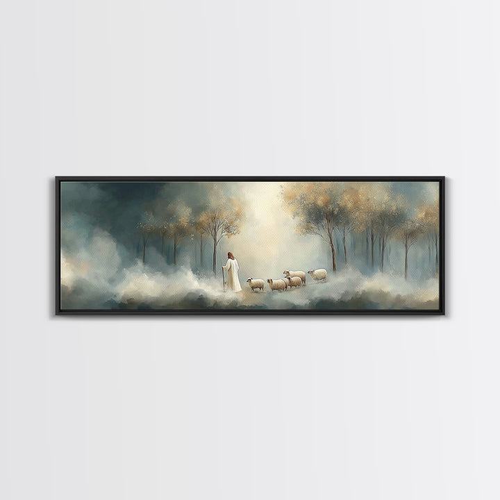 Light Of Mercy | Framed Canvas Print | Panoramic Wall Art | Christian Art Print | Jesus Painting | Christian Christmas Art | Modern Christi