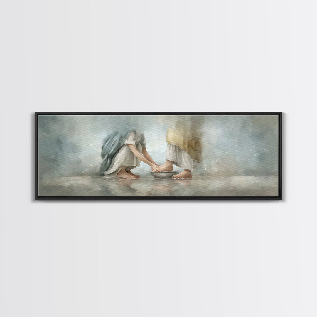 Humble Offering Light, Framed Canvas Print, Christian Wall Art, Christian Art Canvas, Panoramic Print, Jesus Painting, Christian Painting