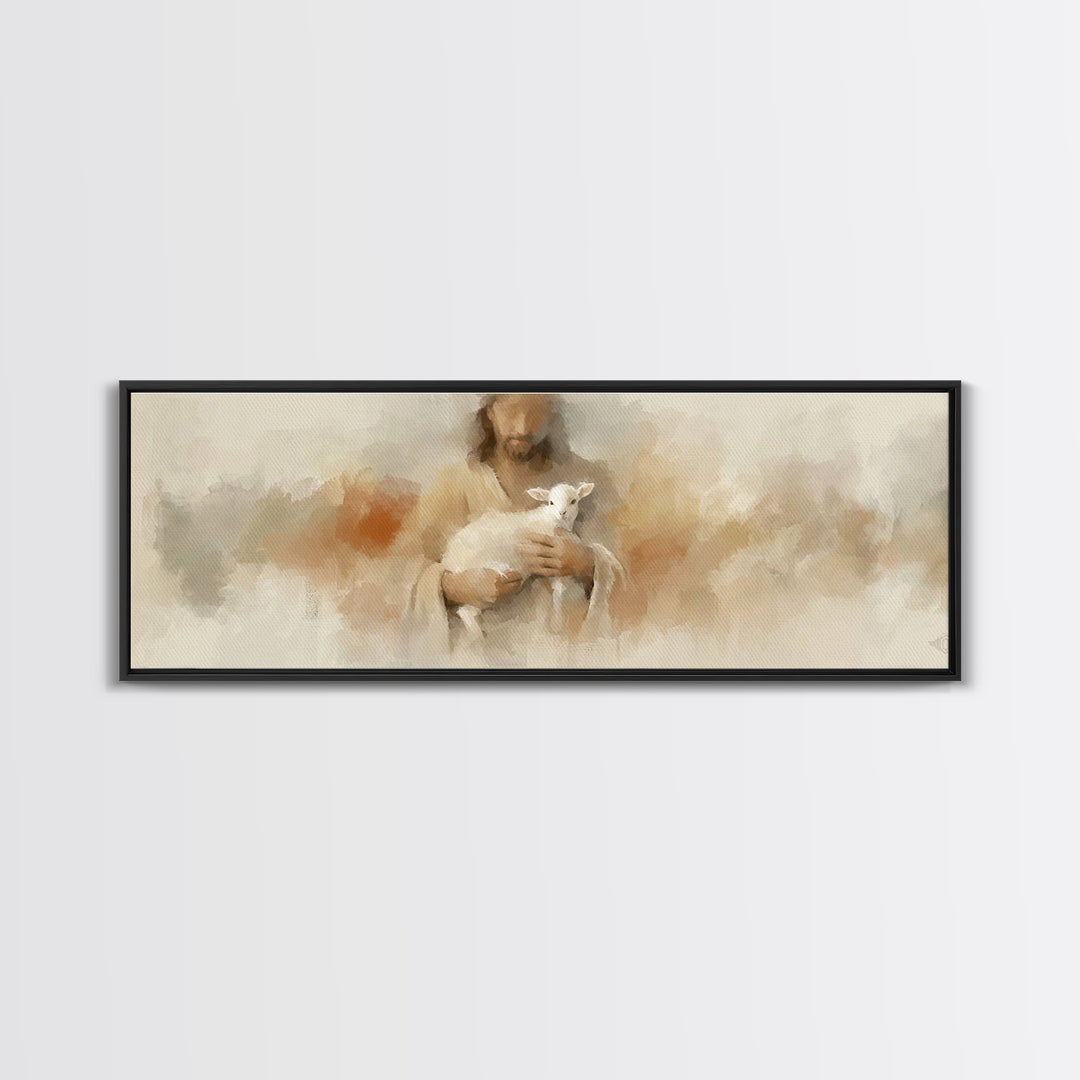 Gentle Arms Of Peace – Framed Canvas Print – Panoramic Art – Christian Wall Art – Jesus Painting – Christian Art Canvas – Christmas Art