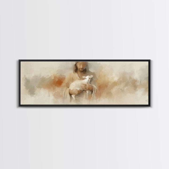 Gentle Arms Of Peace – Framed Canvas Print – Panoramic Art – Christian Wall Art – Jesus Painting – Christian Art Canvas – Christmas Art