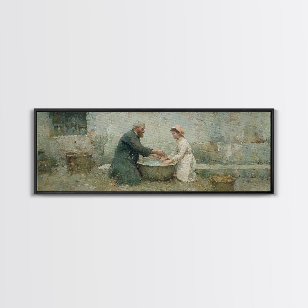 Quiet Acts Of Mercy – Framed Canvas Print – Christian Art – Christian Wall Art – Panoramic Frame – Christian Painting – Jesus Art Print