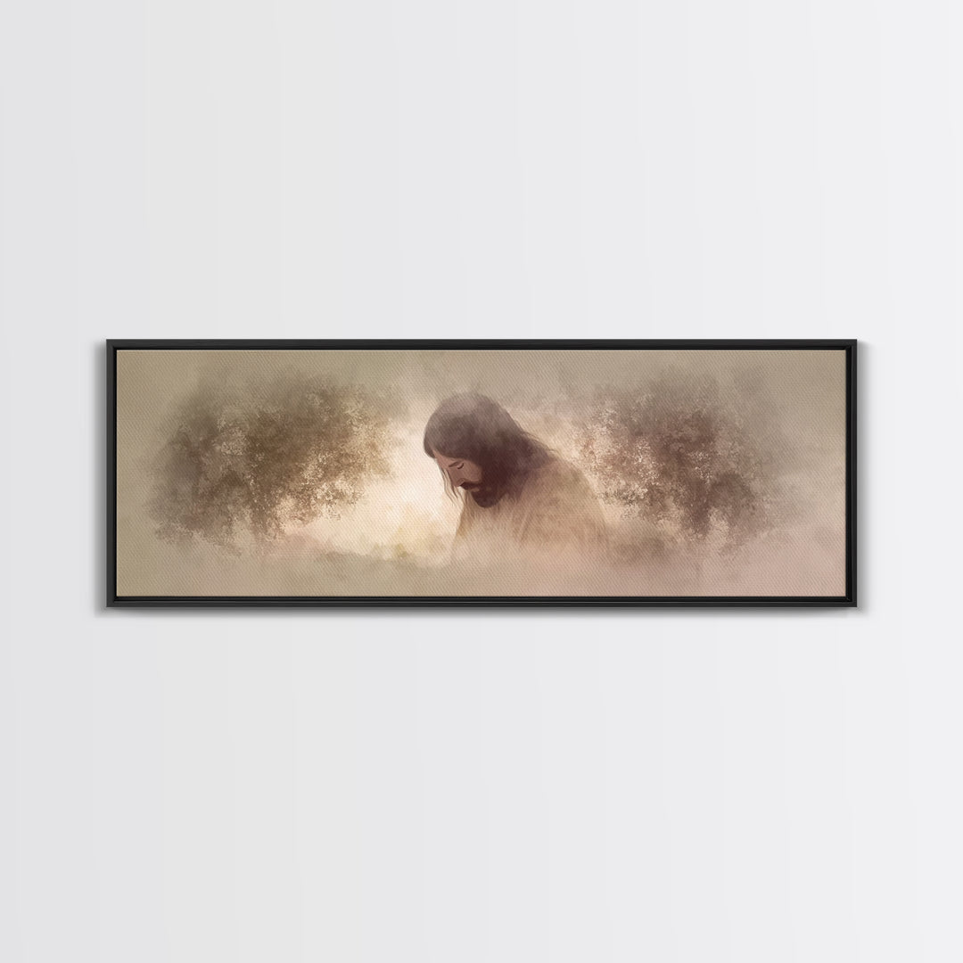 Garden Of Mercy – Framed Canvas Print – Panoramic Art – Christian Wall Art – Jesus Painting – Christian Art Canvas – Christmas Art