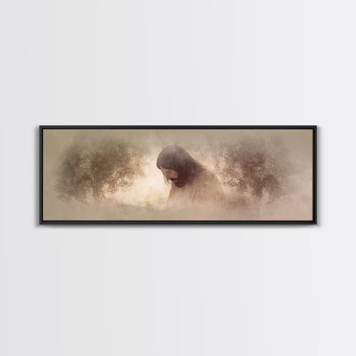 Garden Of Mercy – Framed Canvas Print – Panoramic Art – Christian Wall Art – Jesus Painting – Christian Art Canvas – Christmas Art