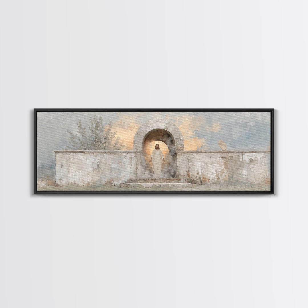 Radiant Salvation, Framed Canvas Print, Panoramic Painting, Christian Art Canvas, Jesus Wall Art, Christian Christmas Art, Christian Decor