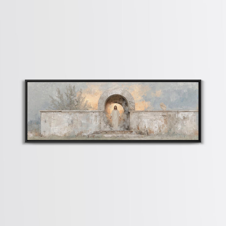 Radiant Salvation, Framed Canvas Print, Panoramic Painting, Christian Art Canvas, Jesus Wall Art, Christian Christmas Art, Christian Decor