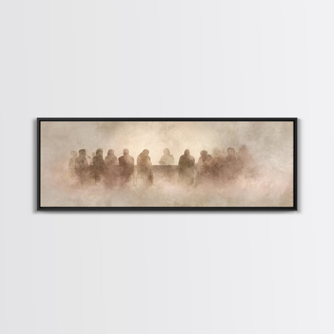 Last Supper Shadows – Framed Canvas Print – Panoramic Painting – Christian Art Canvas – Christian Wall Art – Christian Decor – Christmas Ar
