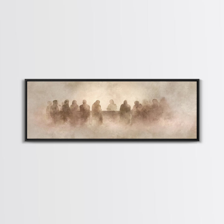 Last Supper Shadows – Framed Canvas Print – Panoramic Painting – Christian Art Canvas – Christian Wall Art – Christian Decor – Christmas Ar