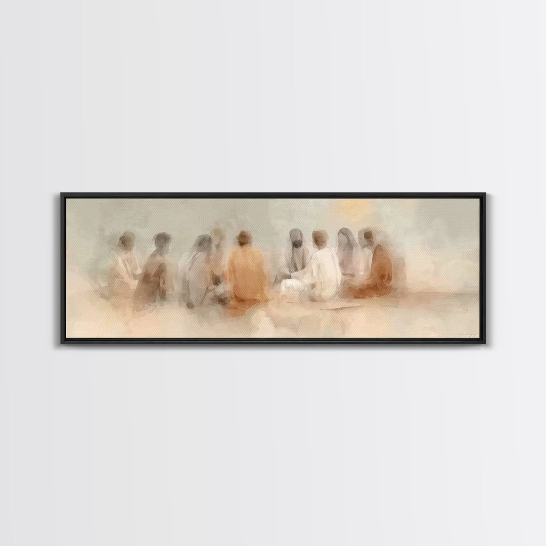 Gathered In Light – Framed Canvas Print – Panoramic Painting – Christian Art Canvas – Jesus Art Print – Christian Wall Art – Christian Deco