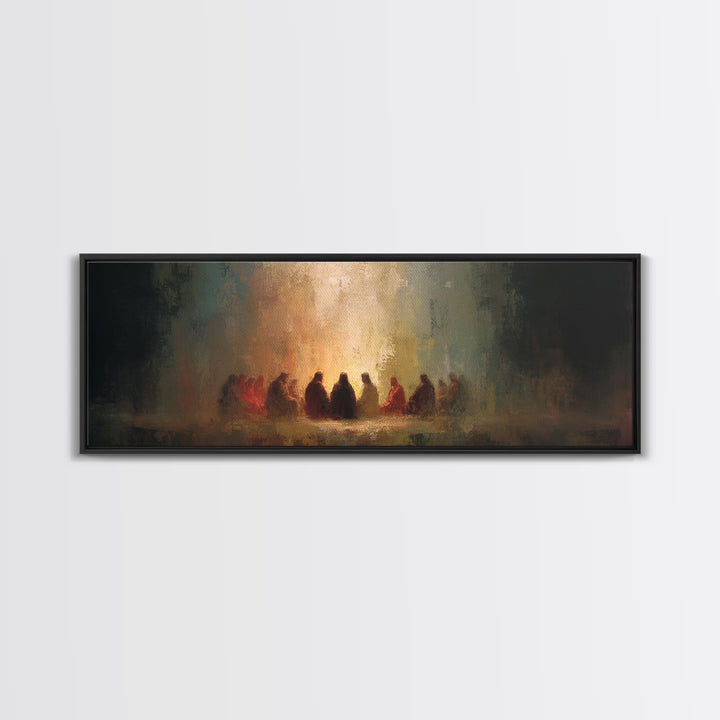 Upper Room Glow | Framed Canvas Print | Panoramic Wall Art | Christian Paintings | Jesus Canvas Art | Christian Art Work | Modern Christian