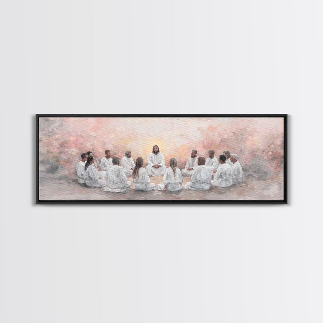 Circle Of Peace | Framed Canvas Print | Extra Wide Art | Christian Wall Art | Christian Art Canvas | Christian Painting | Jesus Art Print