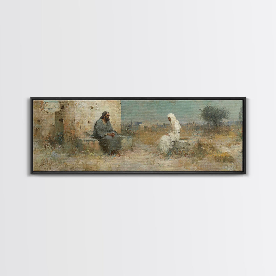 Desert Well Grace - Framed Canvas Print - Christian Wall Art - Jesus Painting - Panoramic Art - Christian Decor - Christian Art Canvas