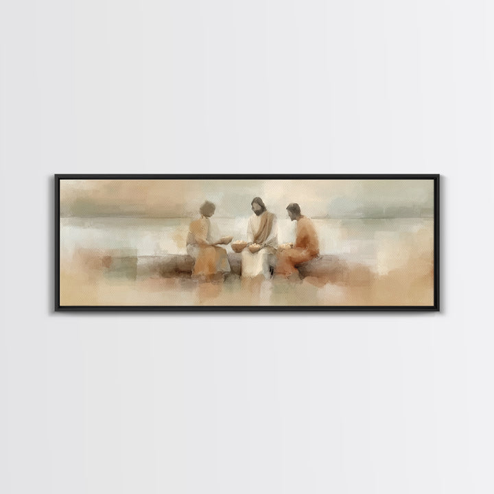 Shore of Abundance – Framed Canvas Print – Jesus Painting – Christian Wall Art – Panoramic Art – Christian Art Canvas – Christian Gift