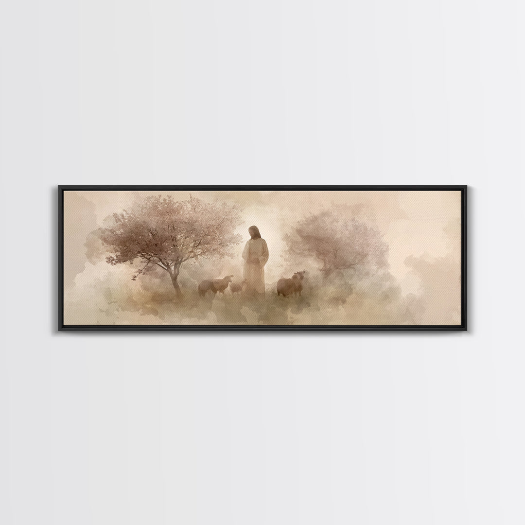 Blossoms Of Peace – Framed Canvas Print – Panoramic Print – Christian Art Canvas – Christian Wall Art – Jesus Painting – Christian Gift