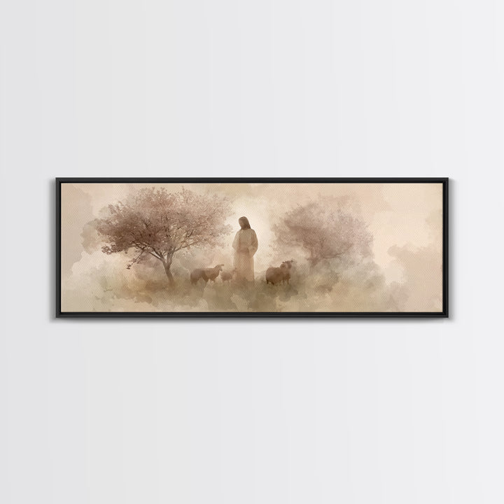 Blossoms Of Peace – Framed Canvas Print – Panoramic Print – Christian Art Canvas – Christian Wall Art – Jesus Painting – Christian Gift