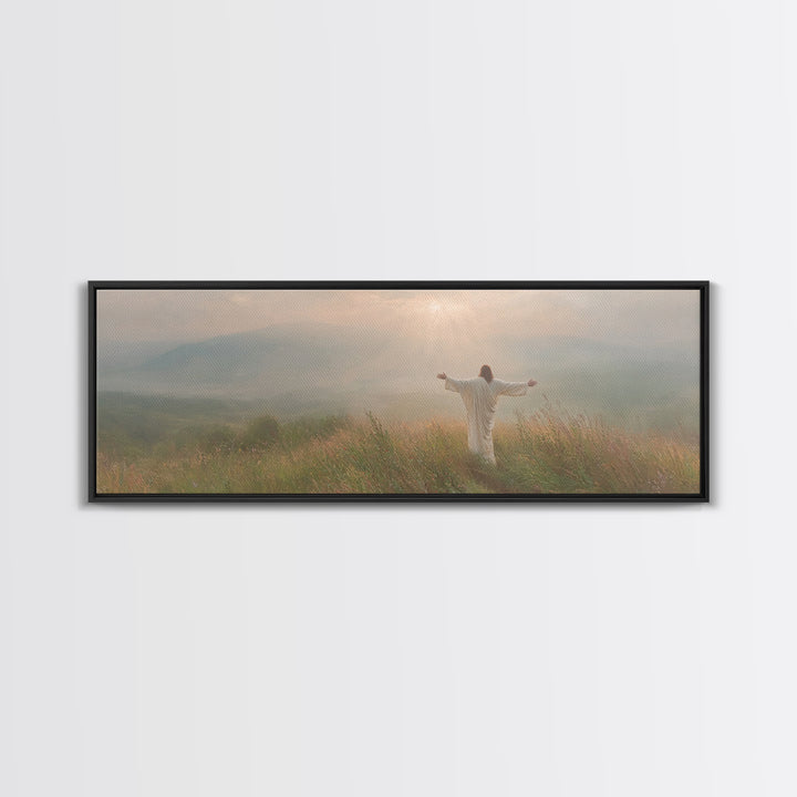 Crowned In Sunrise | Framed Canvas Print | Christian Wall Art | Jesus Painting | Panoramic Print | Christian Art Canvas | Christmas Art Wor