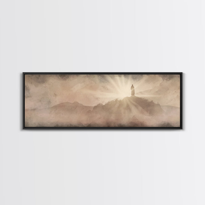 Ascension Glory – Framed Canvas Print – Christian Wall Art – Jesus Painting – Panoramic Art – Christian Art Canvas – Christian Christmas De