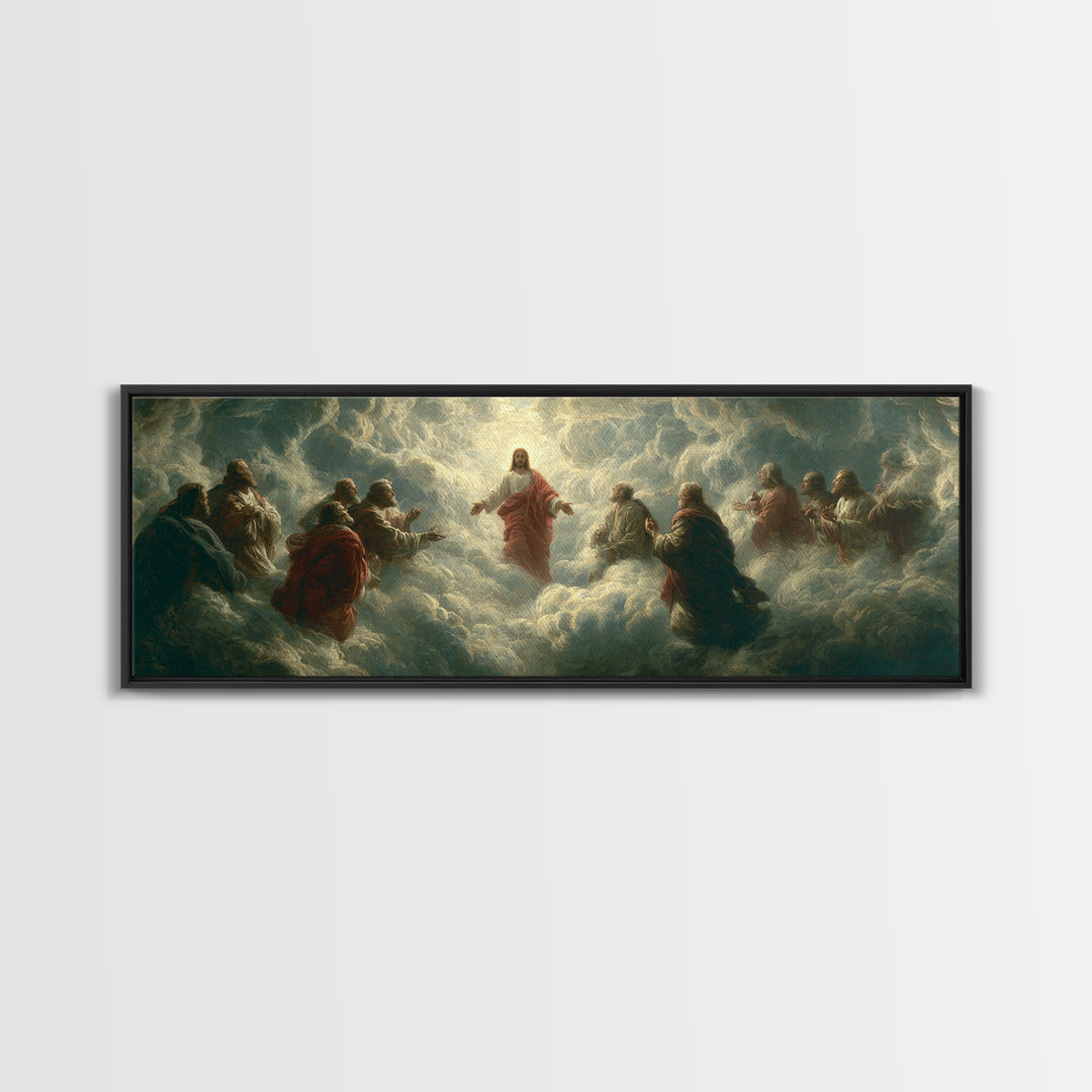 Sacred Mountain Light - Framed Canvas Print - Christian Wall Art - Jesus Painting - Panoramic Frame - Christian Art Canvas - Christian Chri