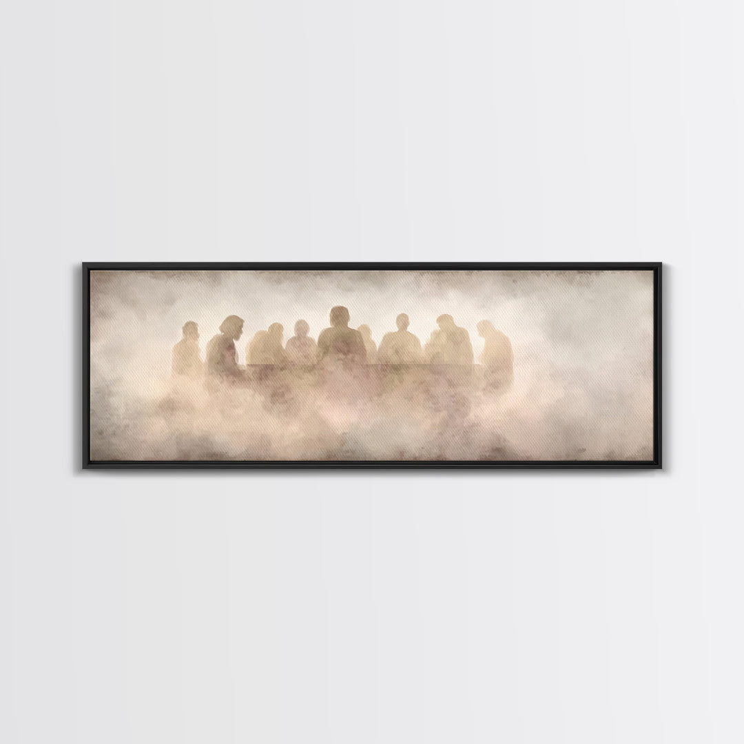Upper Room Silence, Framed Canvas Print, Christian Wall Art, Panoramic Frame, Christian Art Canvas, Jesus Painting, Large Christian Paintin