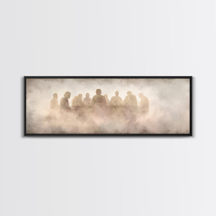Upper Room Silence, Framed Canvas Print, Christian Wall Art, Panoramic Frame, Christian Art Canvas, Jesus Painting, Large Christian Paintin