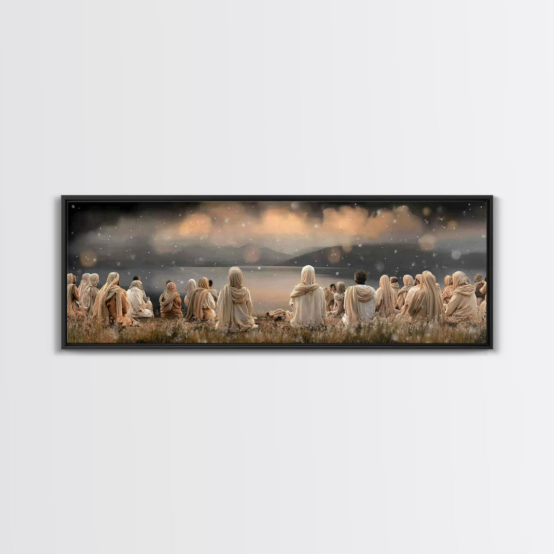 Twilight Disciples | Framed Canvas Print | Christian Wall Art | Panoramic Print | Jesus Painting | Christian Art Canvas | Moody Christian A