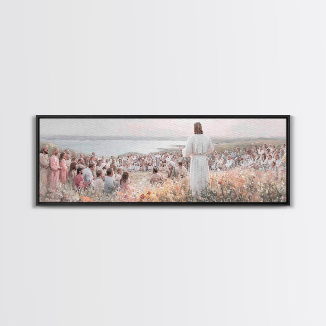 Dawn Of Mercy, Framed Canvas Print, Christian Painting, Panoramic Print, Modern Christian Art, Jesus Wall Art, Christian Christmas