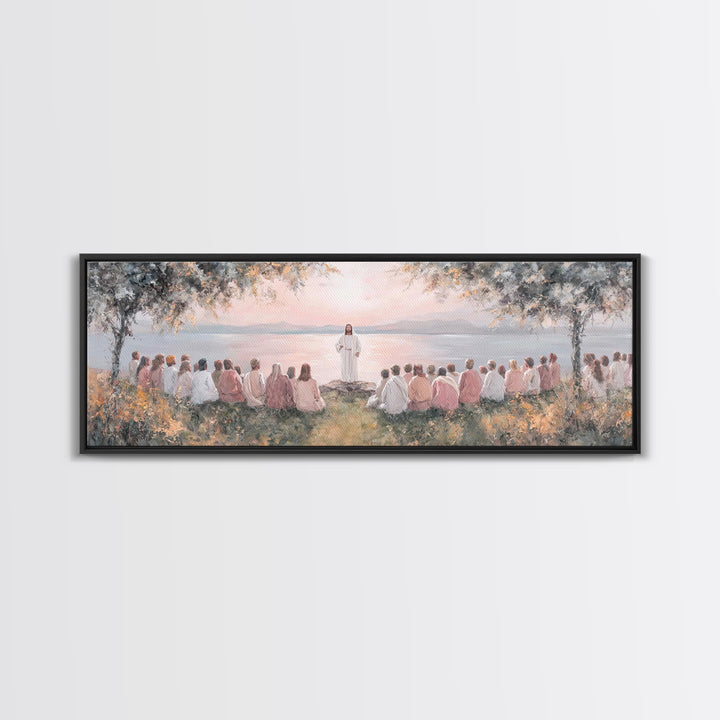 Twilight Of Blessings | Framed Canvas Print | Christian Art Work | Panoramic Art | Jesus Painting Canvas | Christian Christmas Decor | Chri