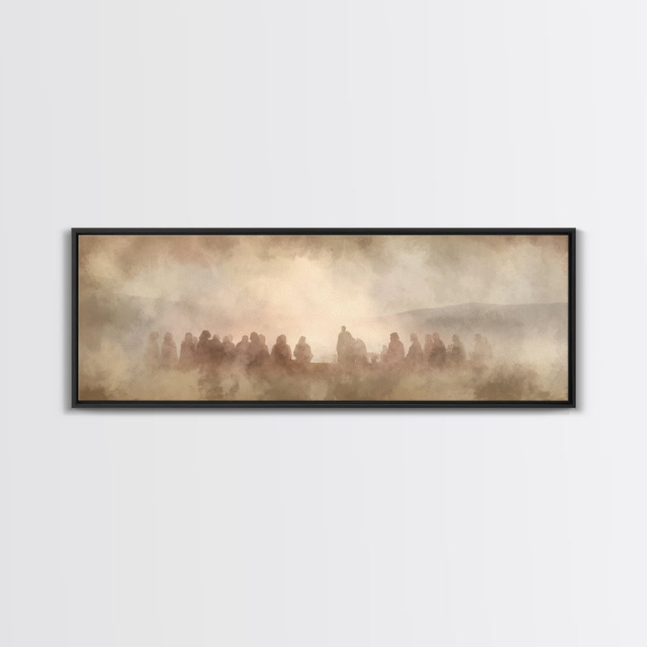 Circle Of Peace, Framed Canvas Print, Christian Decor For Home, Panoramic Painting, Jesus Art Print, Christian Art Canvas, Christmas Art