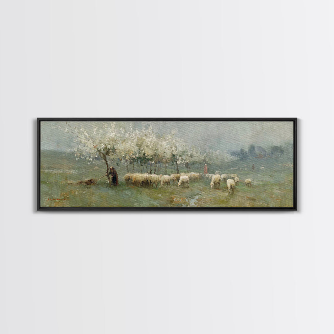 Fields Of Stillness | Framed Canvas Print | Panoramic Frame | Christian Art Work | Jesus Painting Canvas | Christian Decorations | Christia