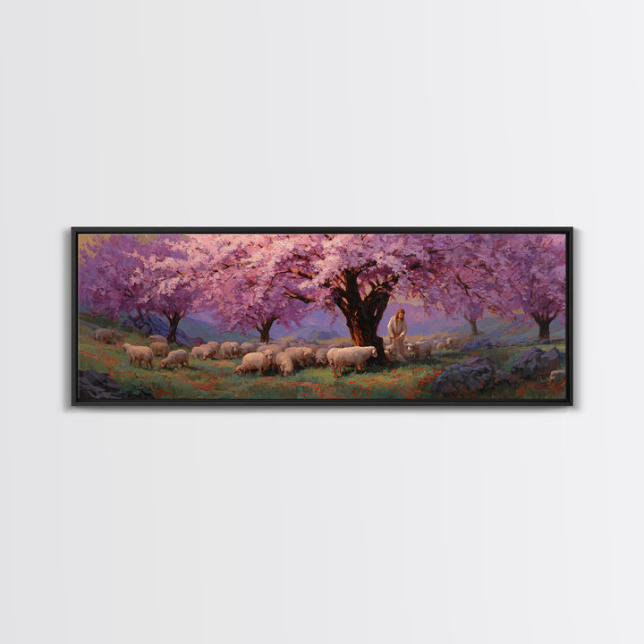 Petal Haven Light | Framed Canvas Print | Panoramic Print | Christian Wall Art | Jesus Painting | Christian Art Gift | Christian Canvas Art