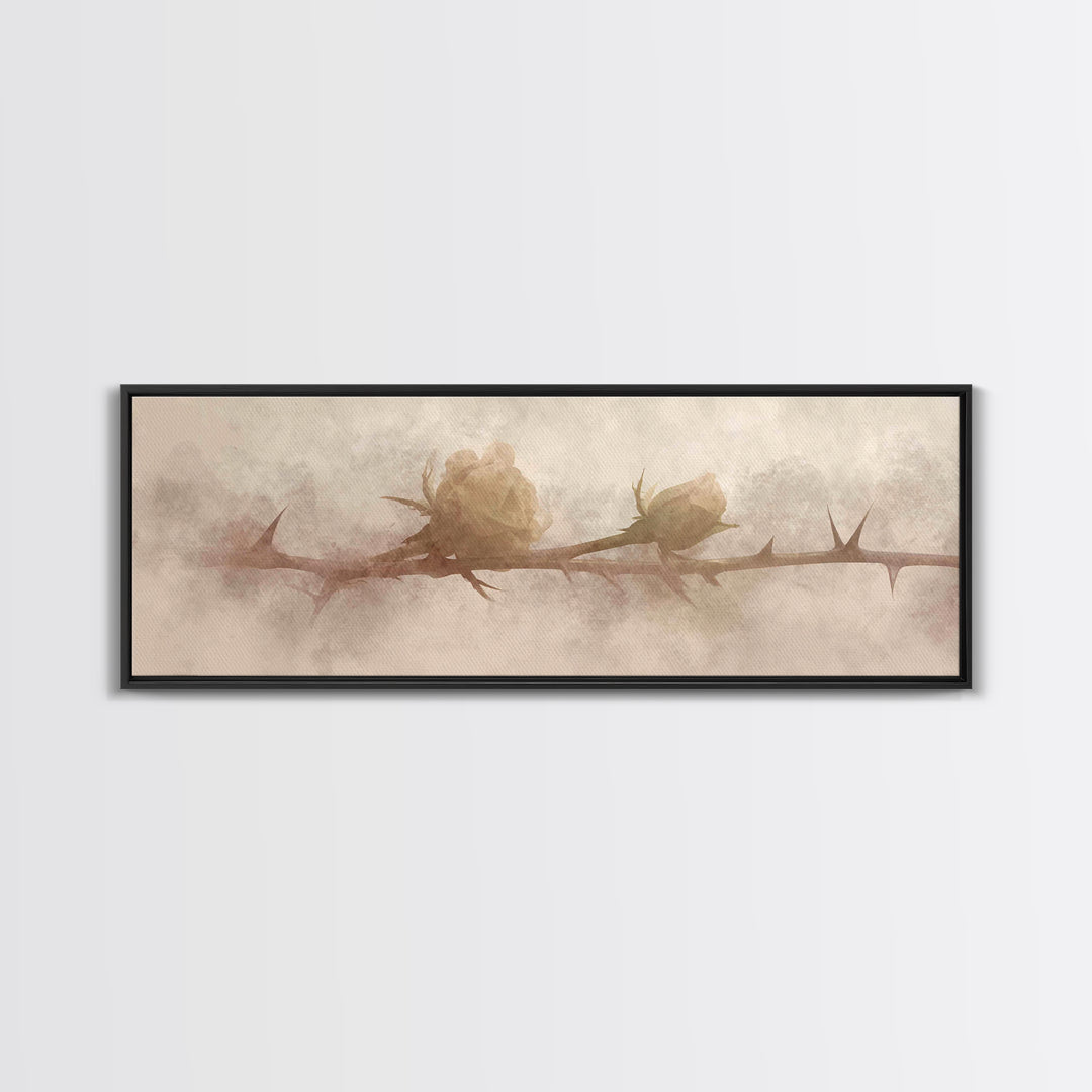 Thorned Mercy Path, Framed Canvas Print, Panoramic Wall Art, Christian Art Canvas, Christian Painting, Modern Christian Art, Christian Wall
