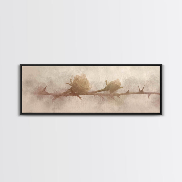 Thorned Mercy Path, Framed Canvas Print, Panoramic Wall Art, Christian Art Canvas, Christian Painting, Modern Christian Art, Christian Wall