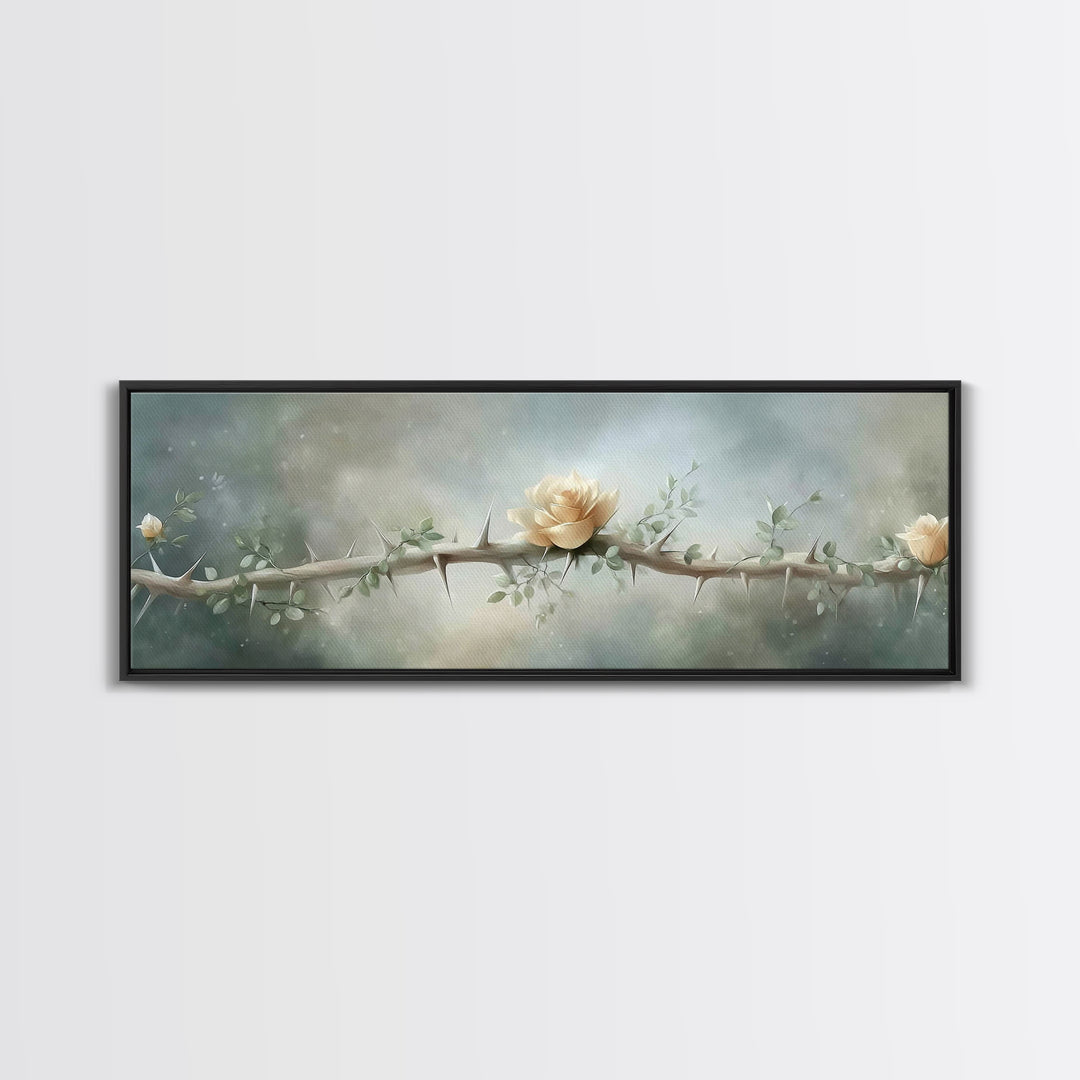 Risen Rose Light | Framed Canvas Print | Panoramic Painting | Christian Art Print | Christian Wall Art | Subtle Christian Art | Christian D