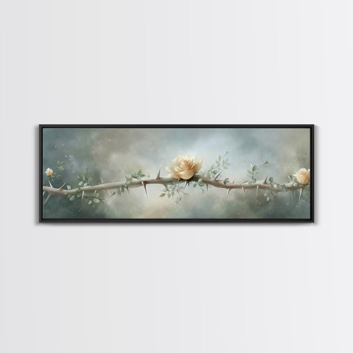 Risen Rose Light | Framed Canvas Print | Panoramic Painting | Christian Art Print | Christian Wall Art | Subtle Christian Art | Christian D