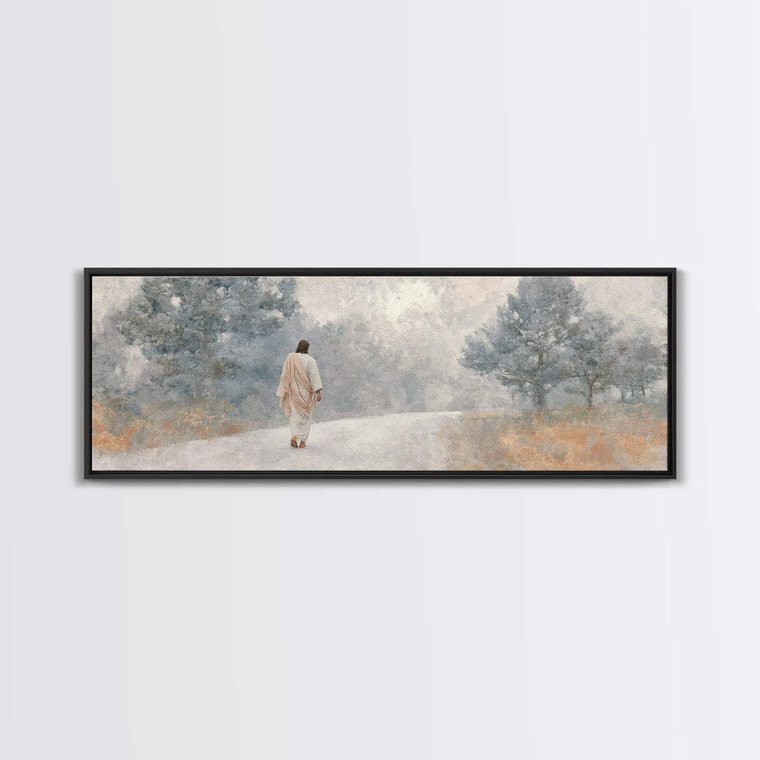 Walk Of Promise, Framed Canvas Print, Panoramic Print, Christian Art Canvas, Jesus Painting, Christian Christmas Art, Christian Decor