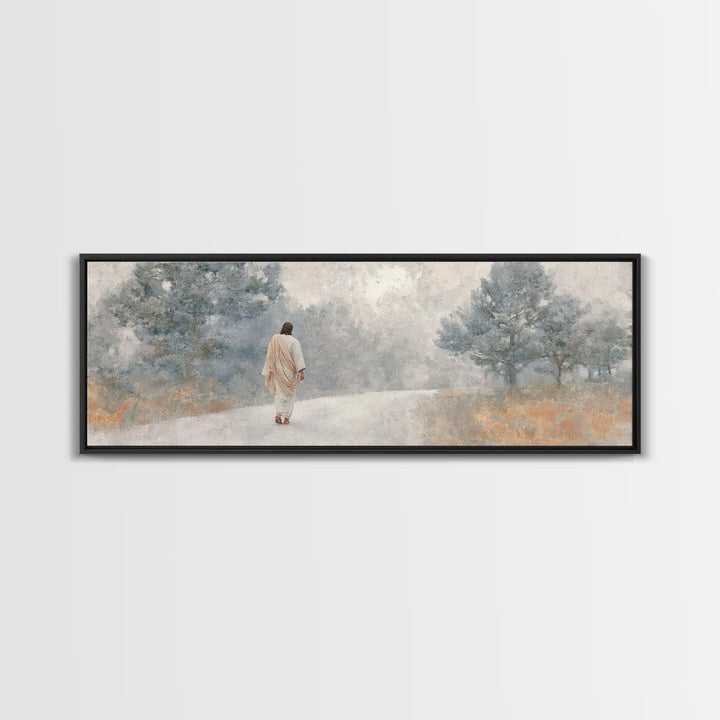Walk Of Promise, Framed Canvas Print, Panoramic Print, Christian Art Canvas, Jesus Painting, Christian Christmas Art, Christian Decor