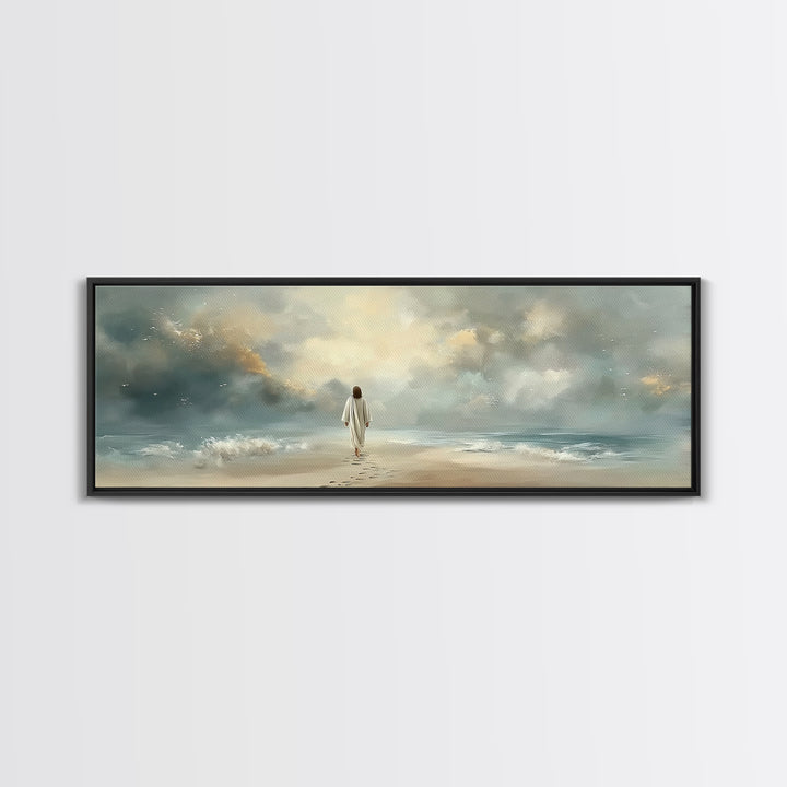 Dawn Of Mercy | Framed Canvas Print | Panoramic Frame | Christian Art Canvas | Jesus Painting | Christian Christmas Art | Christian Decor